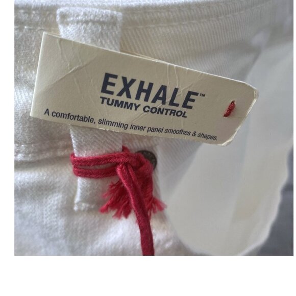 Lands End White Jeans Plus Size 22W Mid Rise Roll Cuff Womens Crop Slimming Pant - Picture 9 of 14